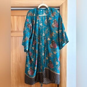 Silk Floral Kimono Robe